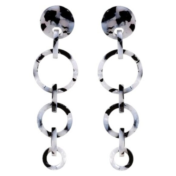 AMRITA SINGH Ali Resin Dangl Earrings Black / White NWT - Picture 1 of 3
